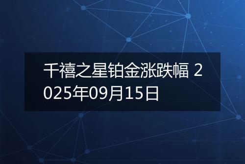 千禧之星铂金涨跌幅 2025年09月15日