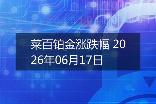 菜百铂金涨跌幅 2026年06月17日