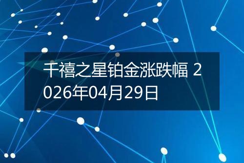 千禧之星铂金涨跌幅 2026年04月29日