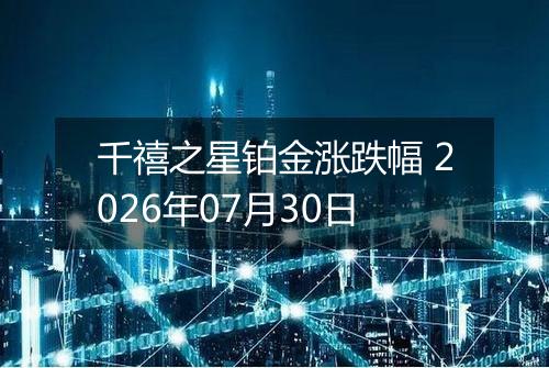 千禧之星铂金涨跌幅 2026年07月30日