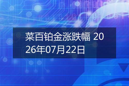 菜百铂金涨跌幅 2026年07月22日