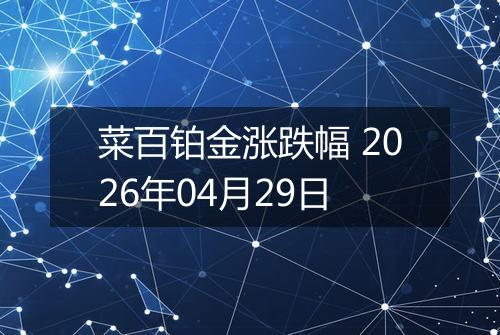 菜百铂金涨跌幅 2026年04月29日