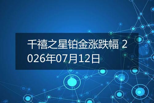 千禧之星铂金涨跌幅 2026年07月12日