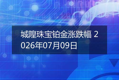 城隍珠宝铂金涨跌幅 2026年07月09日