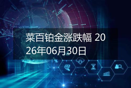 菜百铂金涨跌幅 2026年06月30日