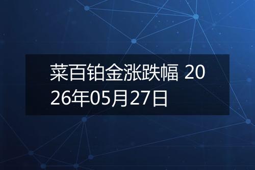 菜百铂金涨跌幅 2026年05月27日