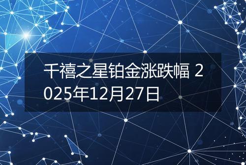 千禧之星铂金涨跌幅 2025年12月27日