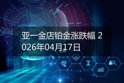 亚一金店铂金涨跌幅 2026年04月17日