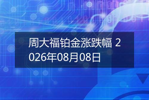 周大福铂金涨跌幅 2026年08月08日