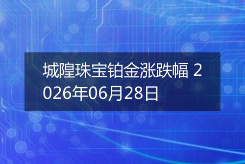 城隍珠宝铂金涨跌幅 2026年06月28日