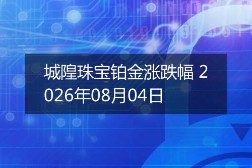 城隍珠宝铂金涨跌幅 2026年08月04日