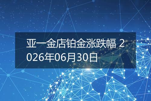 亚一金店铂金涨跌幅 2026年06月30日