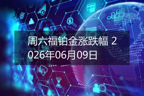周六福铂金涨跌幅 2026年06月09日