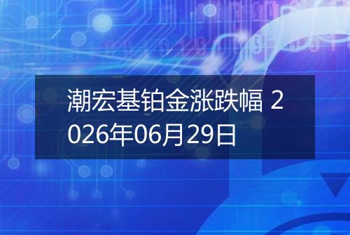 潮宏基铂金涨跌幅 2026年06月29日