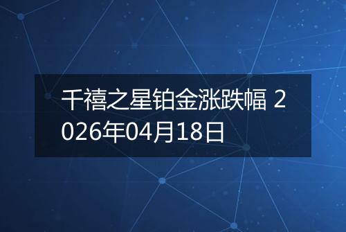千禧之星铂金涨跌幅 2026年04月18日