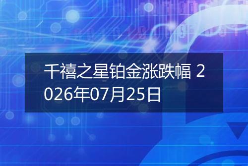 千禧之星铂金涨跌幅 2026年07月25日
