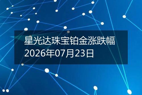星光达珠宝铂金涨跌幅 2026年07月23日